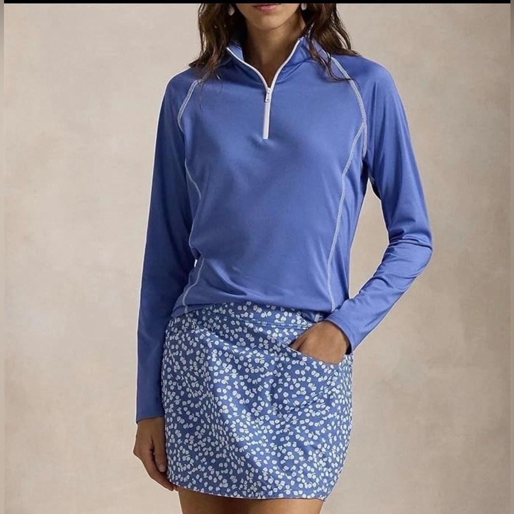 Ralph Lauren Women's Aim 4-Way Repel Stretch 15" Golf Skort, Blue.